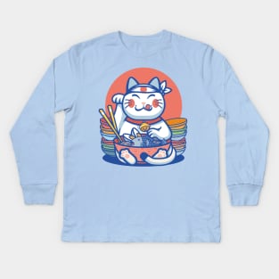 Good luck cat ramen Kids Long Sleeve T-Shirt